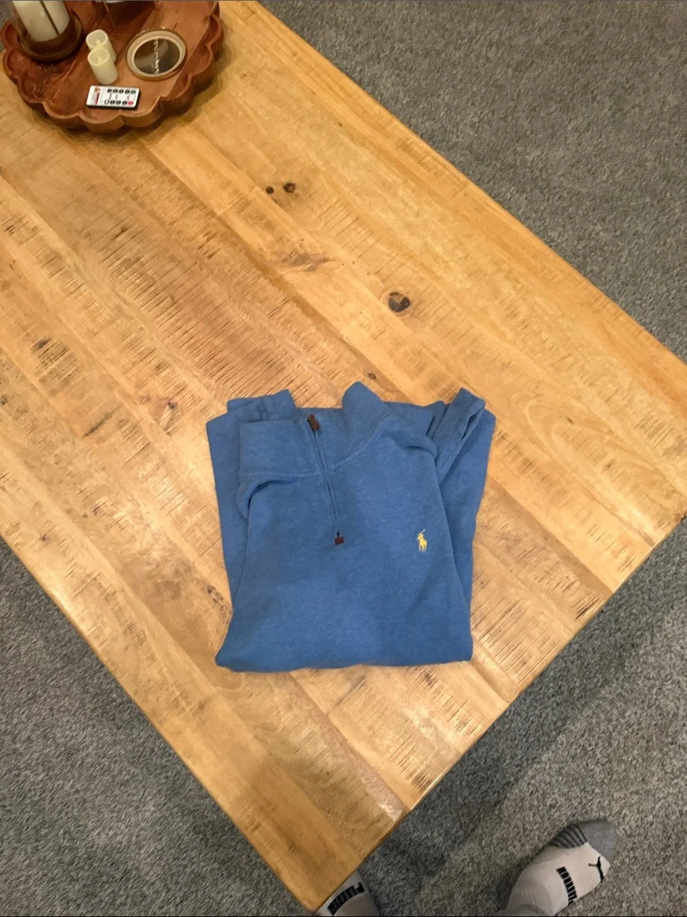 Polo by Ralph Lauren Blue Half-Zip Sweater with Yellow Pony